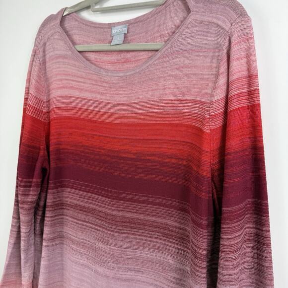 Chicos Red Wild Poppy Ombre Bateau Pullover Cotton Blend Sweater Size 3 (US XL) - Picture 5 of 12